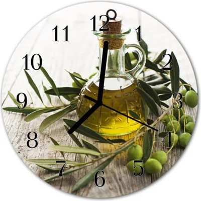 Produktbild von Glasuhr Wanduhr Küchenuhr Echt-Glas 30fi cm Oliven Öl grün