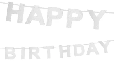 Produktbild von Girlande Happy Birthday silber