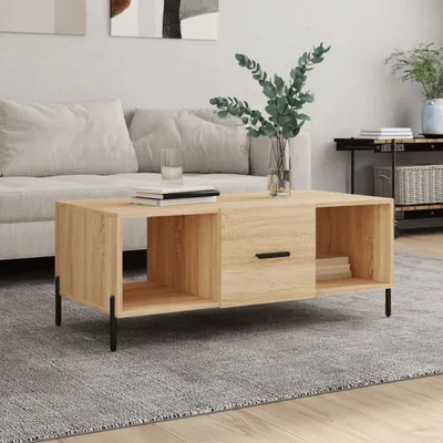 Produktbild von "Rabatt" Couchtisch modern - Wohnzimmertisch - Einfache Montage - Sonoma-Eiche 102x50x40 cm Holzwerkstoff - Kaffeetisch CC22467