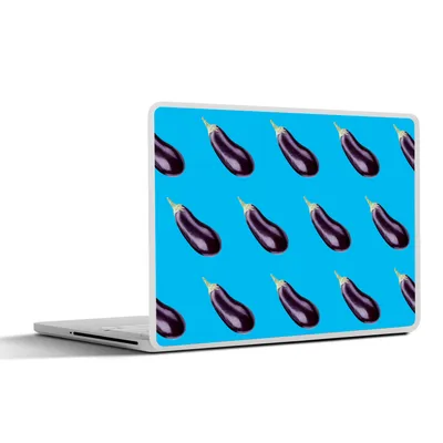 Produktbild von MuchoWow® Laptop Aufkleber Sticker Cover Gemüse - Aubergine - Muster - Blau 32.5x23.5 cm - Sticker für Laptop - Selbstklebend