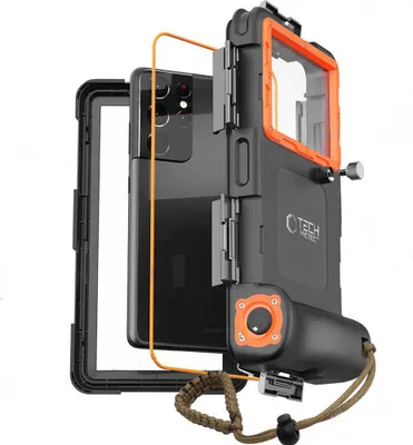 Produktbild von Wasserdichte Handyhülle für Smartphone von 4,7" max. 6.7", Tech-Protect Universal Diving Waterproof Case, Schwarz