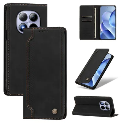 Produktbild von Handyhülle für Xiaomi Redmi Note 15 Pro 5G, Leder Wallet Klapphülle mit Standfunktion, Stoßfeste Schutzhülle Schwarz