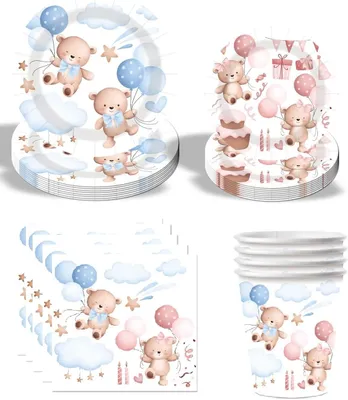 Immagine prodotto di Set di stoviglie per feste, 24 pezzi, colorato, per feste di compleanno per bambini