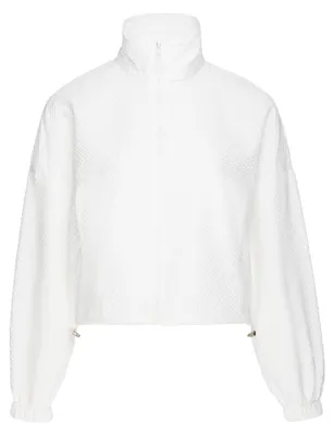 Produktbild von Damen Jacke in der Farbe Weiß, Größe M, mit einem Stehkragen und einer lockeren Passform