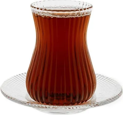 Image de Verres à thé avec soucoupes - lot de 6 avec motif en relief, 150 ml