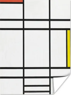 Produktbild von MuchoWow® Poster Komposition in Weiß, Rot und Gelb - Piet Mondrian 30x40 cm - Wandplakat - Poster Kinderzimmer