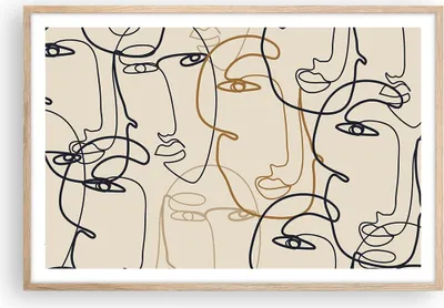 Produktbild von Gerahmtes Poster - Rahmen in heller Eiche - Frau Gesicht Linie - 91,5x61 cm - Wand Bild - Wanddeko - Wandbilder - Kunstposter - Wandposter - Bilderrahmen - Bilder - Kunstdruck - P2NAA91x61-5109