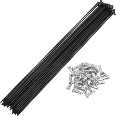 Produktbild von Universelle Fahrradspeichen Fahrradrad Speichen 14G 243mm Länge Kohlenstoffstahl Schwarz 1 Satz