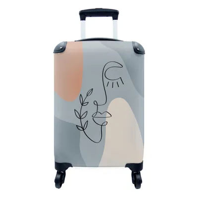 Produktbild von MuchoWow® Koffer Handgepäck Trolley Rollkoffer Kleine Reisekoffer mit 4 Rollen - Minimalismus - Pastell - Porträt - Cabin Size < 55x40x23 cm & 55x40x20 cm - Fotokoffer - Kabinenkoffer - Boardgepäck - Reise-Box - Reisekoffer - Reisegepäck - Koffer mit Bild - Trolley für Kinder