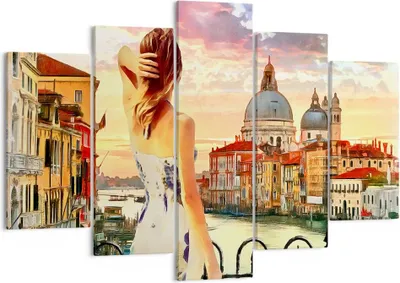 Produktbild von Bild auf Leinwand - Leinwandbild - Venedig Brücke Wasser - 150x100cm - Wand Bild - Wanddeko - Leinwanddruck - Bilder - Kunstdruck - Wanddekoration - Leinwand bilder - Wandkunst - EA150x100-3495