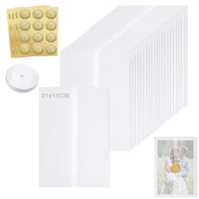Productafbeelding van Pocketfold-enveloppen - 40 stuks voorgevouwen perkamentenveloppen - Uitnodigingskaarten - 21 x 15 cm
