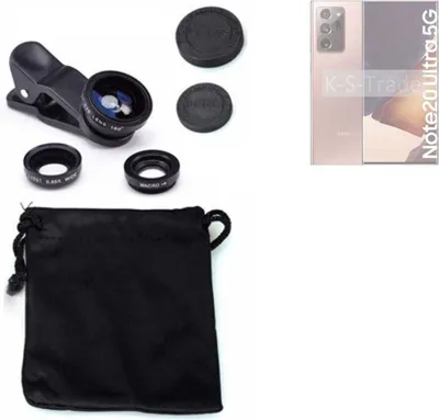 Produktbild von K-S-Trade Smartphone Kamera Linsen Set Kompatibel mit Samsung Galaxy Note20 Ultra 3in1 Clip-On Kamera Adapter Macro Weitwinkel FishEye Fischauge