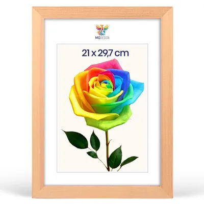 Produktbild von MG Design Bilderrahmen Natur A4 21x29,7 cm - Echtholzrahmen mit Acrylglas, hoch/quer, zum Aufhängen & Aufstellen