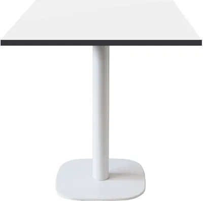 Produktbild von Tisch 70 x 70 cm – rundes Modell, weißes Bein, schwarze Kanten