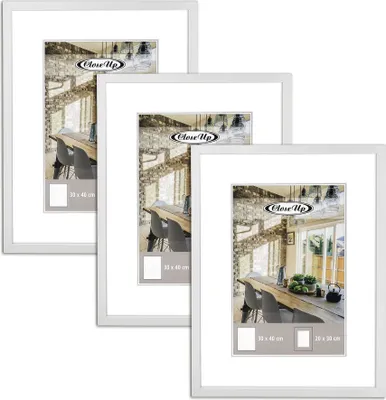 Produktbild von Posterrahmen 30 x 40 cm Weiß Passepartout, 3er Set