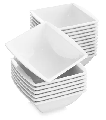 Obrázek produktu pro MALACASA, série Blance, sada 18 kusů porcelánových misek krémově bílé barvy Sada misek na cereálie