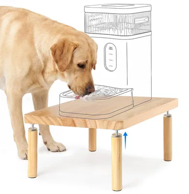 Image de Support réglable en bois massif pour gamelle de chien