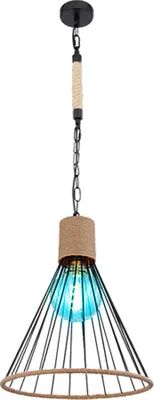 Produktbild von RGB LED Hängelampe, Käfig-Design, Hanfseil, schwarz, H 140 cm