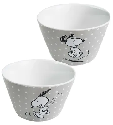 Produktbild von The Peanuts Schüssel Snoopy - Müslischale Schale Grau mit Punkten Porzellan 500ml