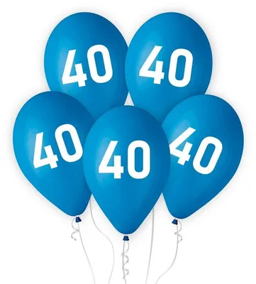 Produktbild von GoDan 5 blaue Luftballons Zahl 40, 30 cm Durchmesser