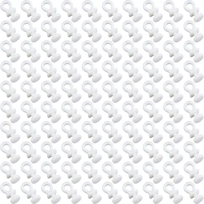 100 Kunststoff-Vorhanghaken, Gleiter für Schienen, 23x10 mm, weiß