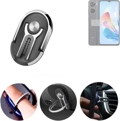 Produktbild von K-S-Trade 3in1 Smartphone-Ring Handy-Ring kompatibel mit ZTE Blade V40 Design Fingerhalterung  Handyring Tischständer Lüftungsgitter-Halterung Tisch