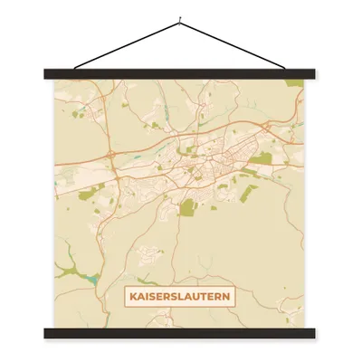Produktbild von MuchoWow® Textilposter Kaiserslautern - Karte - Vintage - Stadtplan 40x40 cm mit schwarzem Rahmen - Fotos