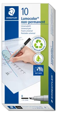 Obrázok produktu pre 10x Staedtler® 312-9 pero s jemným hrotom Lumocolor® nepermanentné B čierne