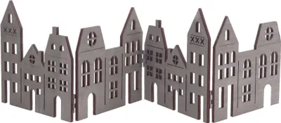 Image de 1.10 Déco Ligne de maisons env. 60 cm - gris balayé / pliable - Ville de Noël