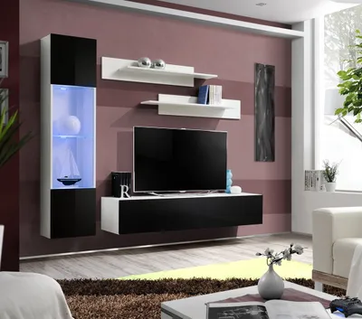 Produktbild von Wohnzimmerwand FREYA 3 – weiß / schwarz