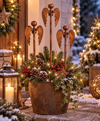 Produktbild von Bornhöft Rostengel Gartenstecker 3er Set Metall Weihnachtsdeko