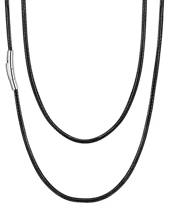 Immagine prodotto di Catena in cera intrecciata, chiusura in acciaio inossidabile, 2 mm/3 mm, colore nero/marrone, lunghezza da 41 cm a 76 cm