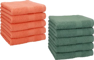 Produktbild von Betz 10 Stück Seiftücher 30x30 cm PREMIUM 100% Baumwolle  Farbe: blutorange und tannengrün