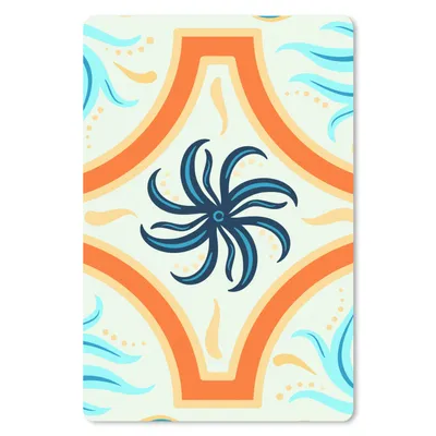 Produktbild von MuchoWow® Mauspad Mousepad Blume - Rahmen - Blau - Orange 40x60 cm - Mousepads - Maus Mat - Pad - Mausunterlage - Schreibtisch Accesoire