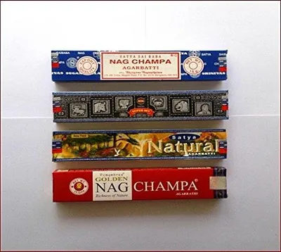 Räucherstäbchen Nag Champa, 4 Düfte, 4x15g