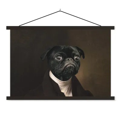 Produktbild von MuchoWow® Textilposter Malerei - Hund - Alte Meister 150x100 cm mit schwarzem Rahmen - Schlafzimmer