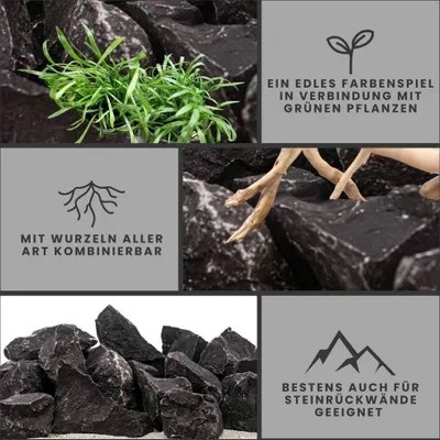 Produktbild von Aquarium Natursteine Schwarzer Felsen 1 Stück Gr. L 1-2kg