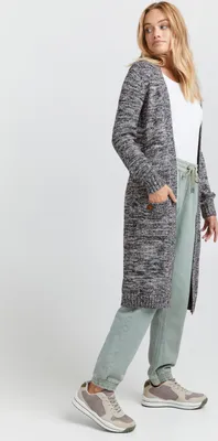 Produktbild von OXMO OXPhiletta Damen Lange Strickjacke Grobstrick Cardigan Longstrickjacke aufgesetzte Taschen 100% Baumwolle Regular fit