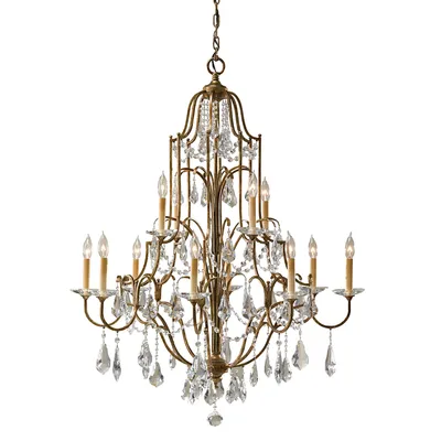 Produktbild von Elstead Valentina Kronleuchter 12-fl Ø 926 mm Hängeleuchte Oxidierte Bronze Kristall