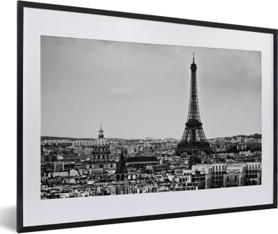 Produktbild von MuchoWow® Gerahmtes Poster Die Skyline von Paris 60x40 cm - Poster mit Schwarzem Bilderrahmen Wandposter Rahmen Foto Bilder - Schlafzimmer - Plakat in Rahmen - Drucken