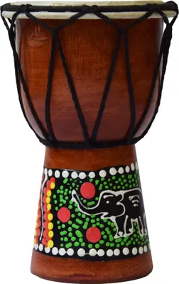 Zdjęcie produktu dla Bęben djembe Bongo Afryka Drewniany malowany bęben Instrument muzyczny Rytm Perkusja Malowanie w kropki, 15 cm