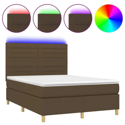 Immagine prodotto di vidaXL Letto a molle con materasso e LED in tessuto marrone scuro 140x190 cm