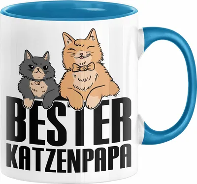 Produktbild von Katzenpapa Tasse Geschenk Vatertag Katzenbesitzer Geschenkidee Geburtstag Kaffee-Becher (Blau)