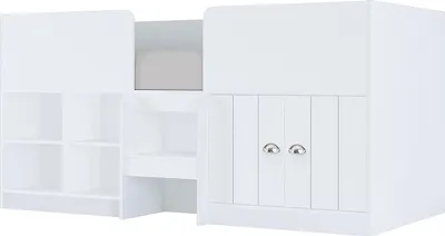 Produktbild von Hochbett 90 x 190 cm mit Kommode und - Weiß - BOUTANIO