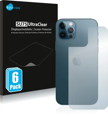 Produktbild von 6x Für Apple iPhone 12 Pro (Rückseite) Schutzfolie Savvies Displayschutz Display Schutz Folie Klar Transparent