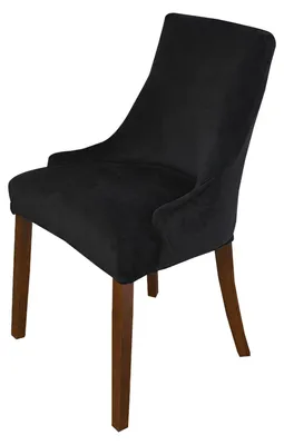 Stretch-Stuhlbezug für Ohrensessel, Samt, schwarz, 1 St.