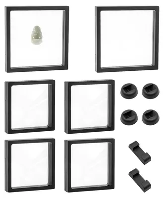 Productafbeelding van Presentatiedoos 18 x 18 cm - Displaybox 11 x 11 cm - Ronde Sokkel 5,5 x 1,7 cm - Vierkante Sokkel 4,5 x 1,5 x 2 cm - Stofdicht - Duurzaam Plastic - Displaydoos