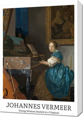 Immagine prodotto di Quadro 50x70 cm Design Seduta al virginal, Vermeer Vintage per il salone