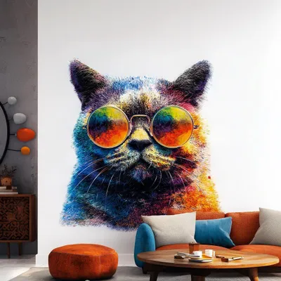 coole Katze mit Sonnenbrille – Decords Wandtattoo, Produktansicht 1