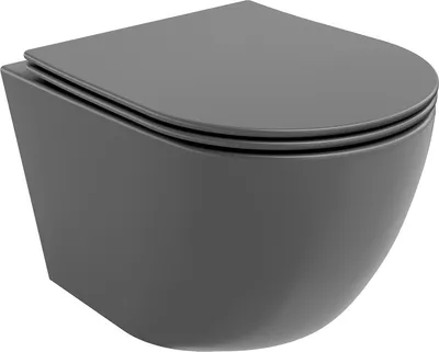 Produktbild von Mexen Lena WC-Schüssel Randlos mit slim Sitz und Absenk-Automatik, duroplast, Dunkelgrau matt - 30224071